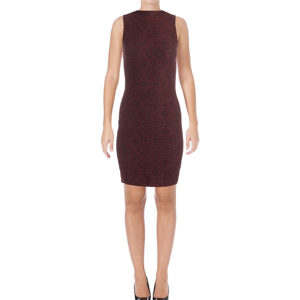 Aqua Purple Lace Mockneck Dress